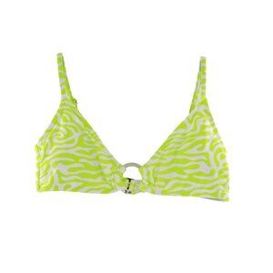 Salt Cove Juniors Zoorama Ring-Front Bralette Bikini Top Womens M Green Swim NWT